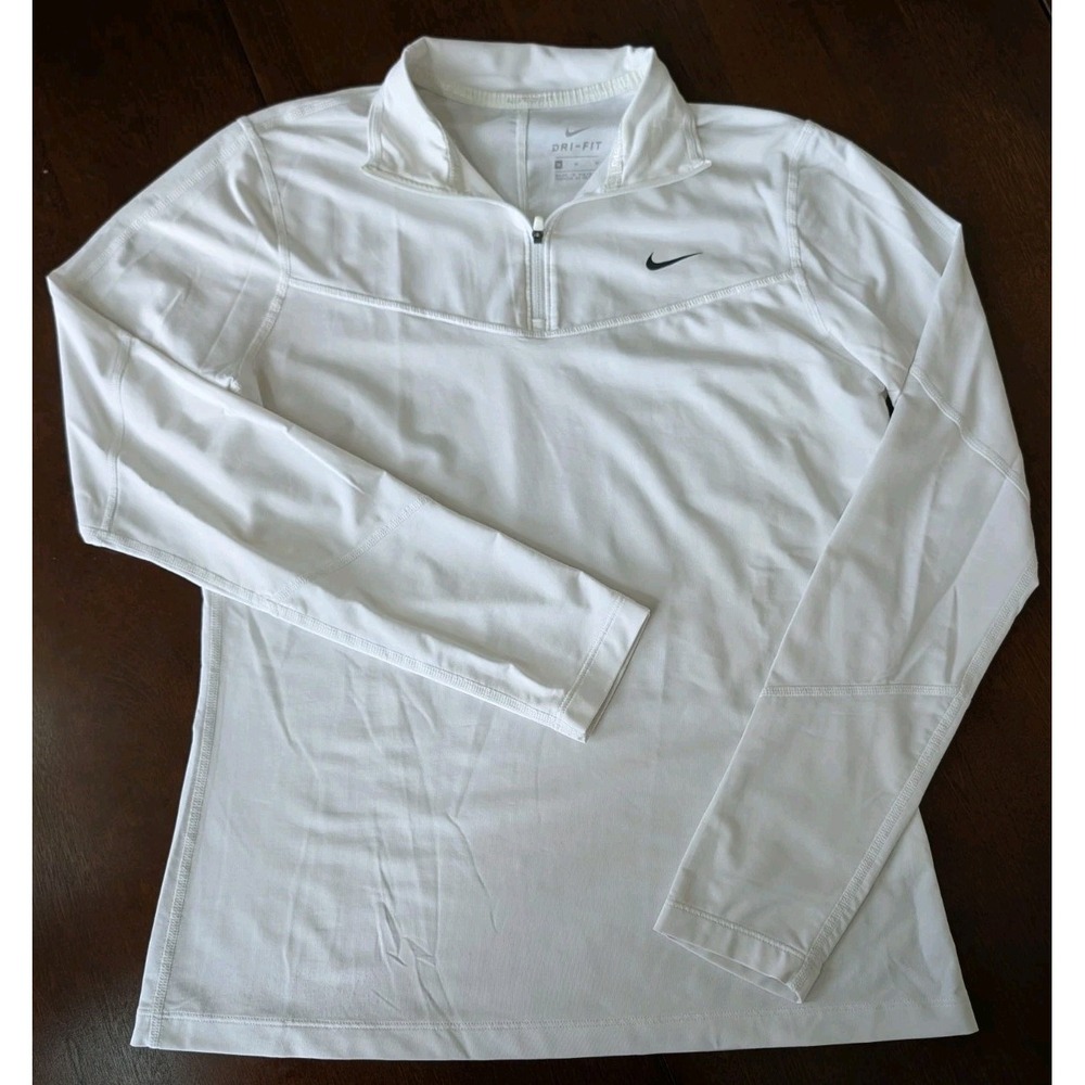 Nike Pro Dri-FIT 1/4 Zip Pullover Women's Medium Long SleeveWhite EUC
